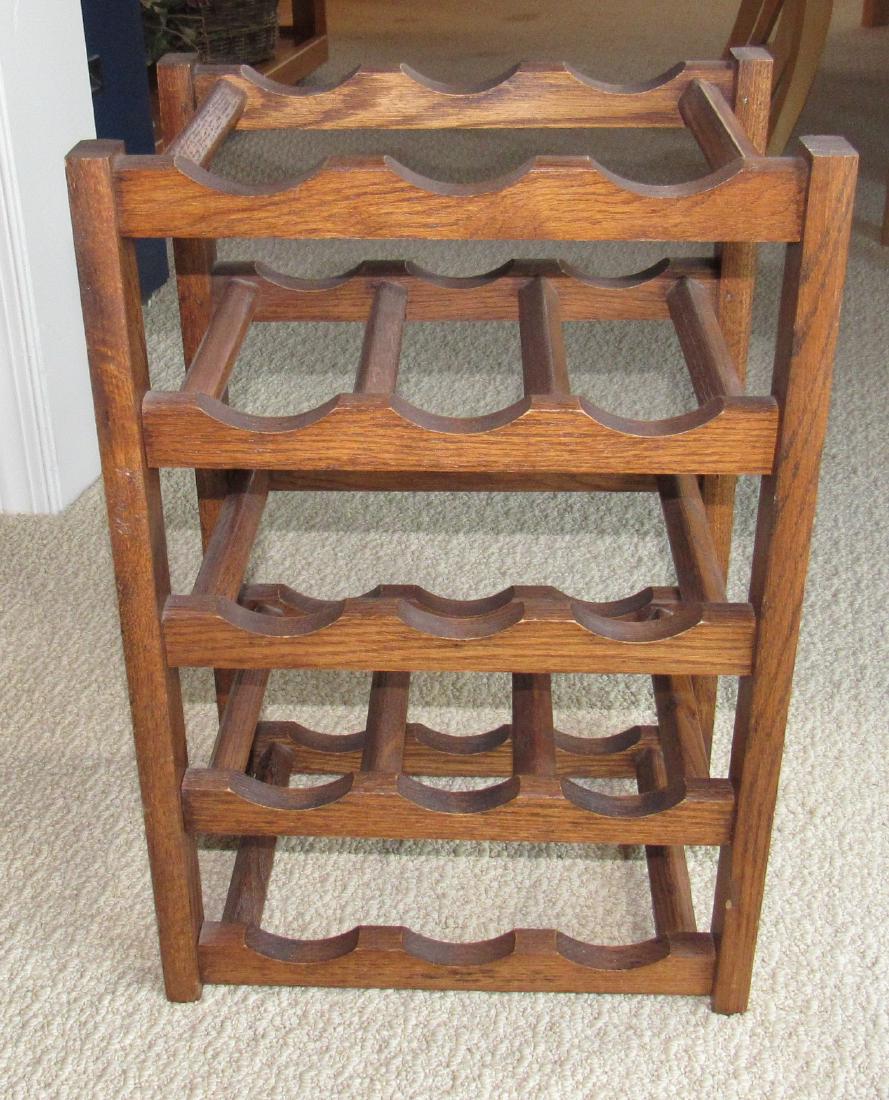 Oak Wine Bottle Rack: Apprx 9 1/4" x 13 1/4" x 19 1/2" tall
