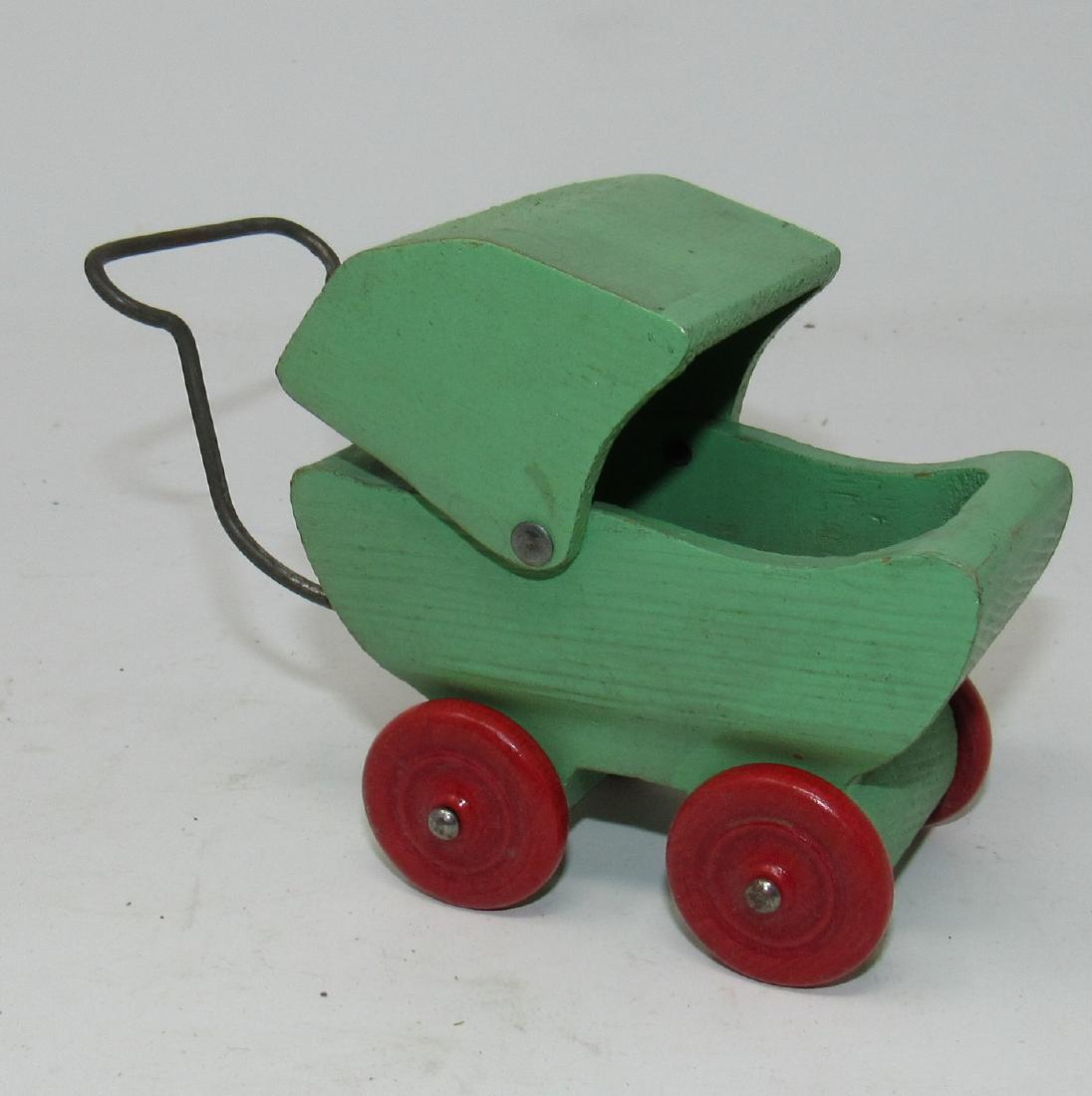 Wooden Toy Doll Stroller: Approx 4 1/2" long. Nice condition