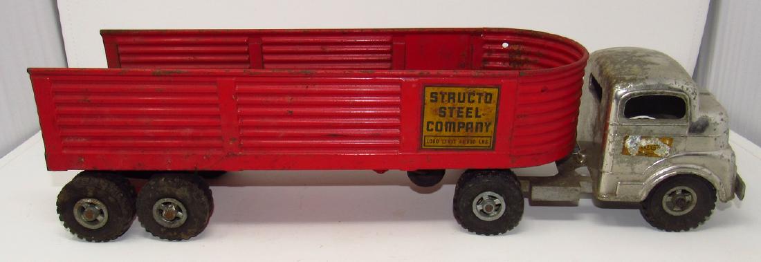 Structo Steel Company Tractor Trailer: Approx 20 1/2" long. Has some paint loss. No dents or dings