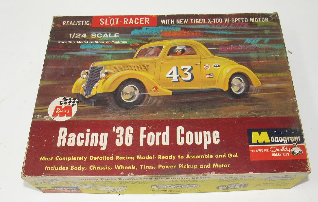 Monogram Slot Car Racer '36 Ford Coupe Box with Parts: Getting all pictured. Box has minor wear