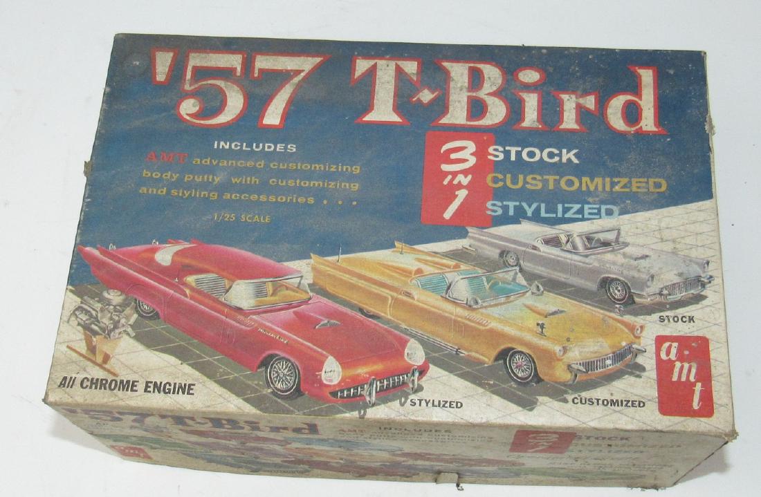 1957 Ford T-Bird AMT Model: Getting all pictured in box. We do not check to see if there are missing or broken parts. Sold as pictured.