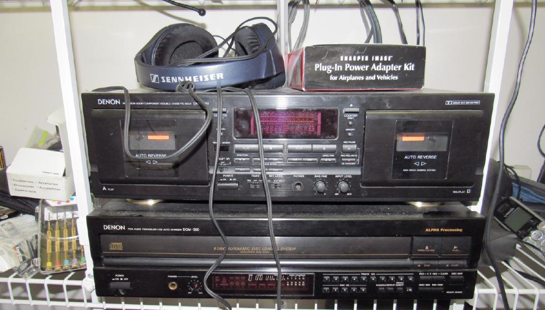 Denon DRW 580 Cassette Deck DCM 560 5 Disc Changer: Also includes other items on shelf. All sold in untested condition