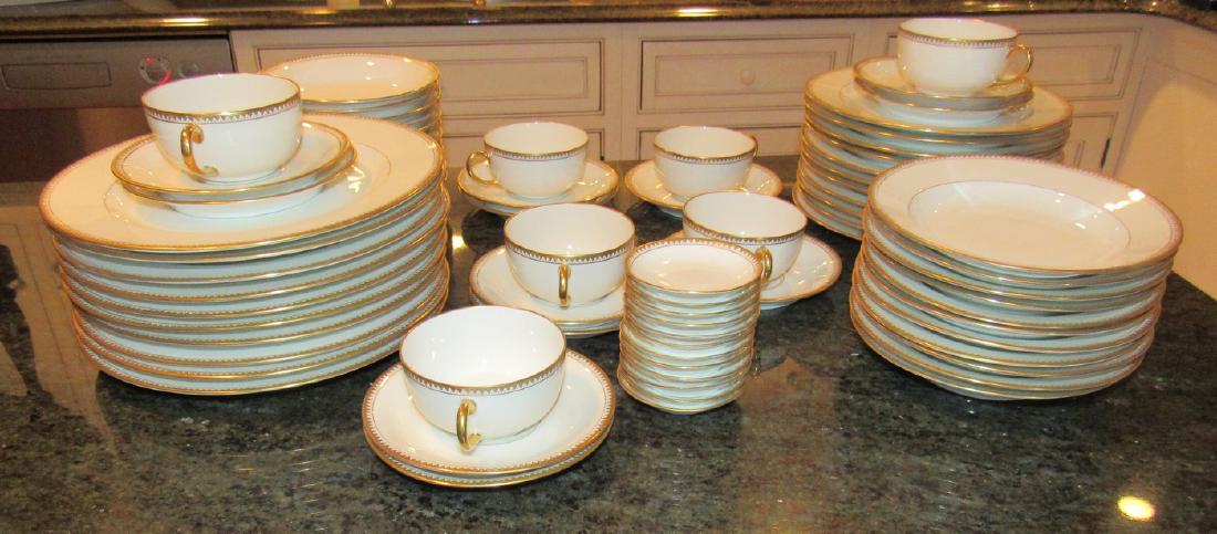 Wright Tyndale Van Roden Limoges Dinnerware: Approx 75 pieces. We do not visually inspect every piece for damage. Sold as is.
