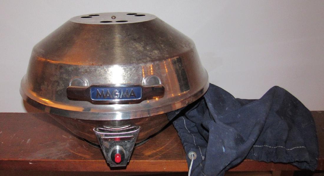 Magna Party Size Propane Grill: Approx 16" in diameter. Clean. Sold in untested condition