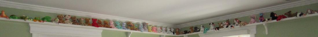 Room Full of Beanie Babies: Room is approx 15' x 16' and has Beanie Babies on shelves around the whole room.
