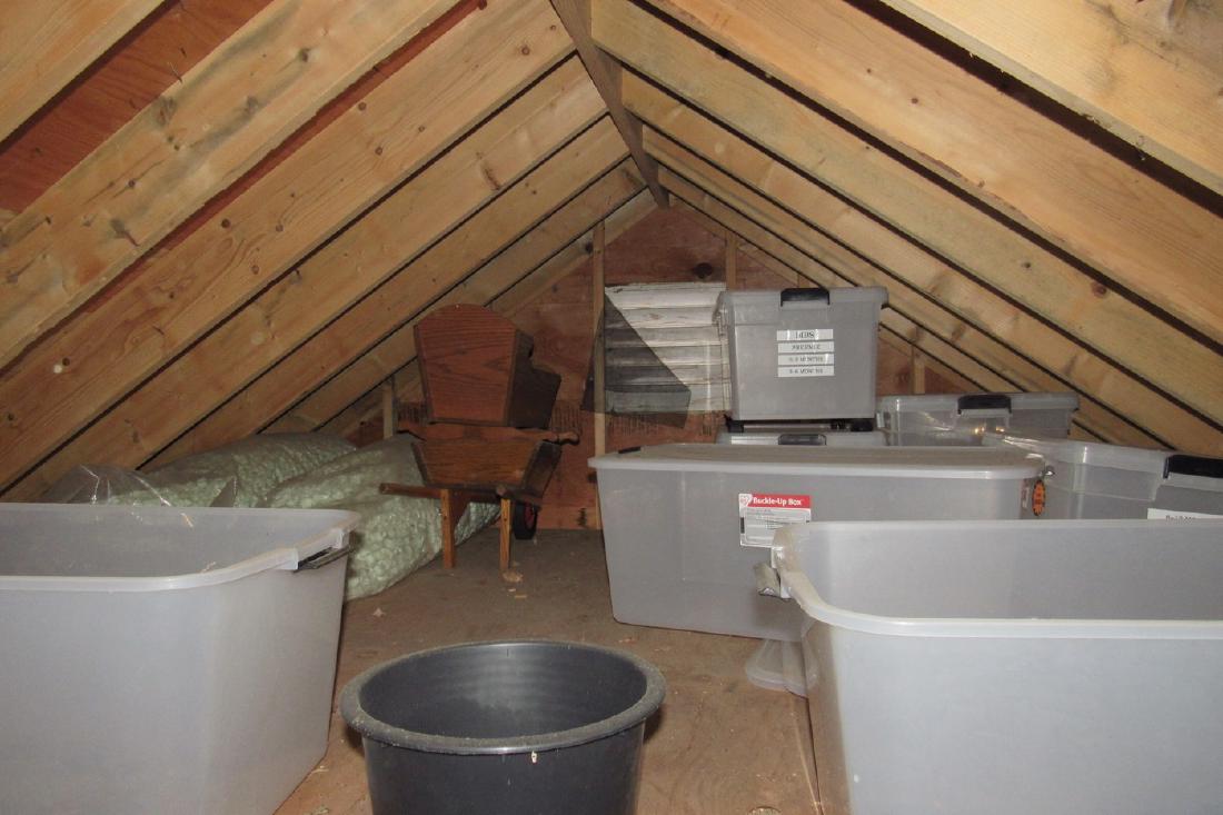 Plastic Totes Top of Shed Contents: lot includes everything in top of shed. You must remove. NO POOL RELATED ITEMS BEING SOLD OR TO BE REMOVED !!!