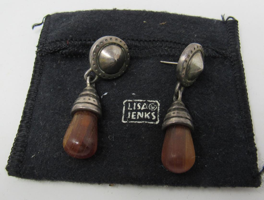 925 Sterling Silver Lisa Jenks Designer Earrings: Marked 925 Sterling