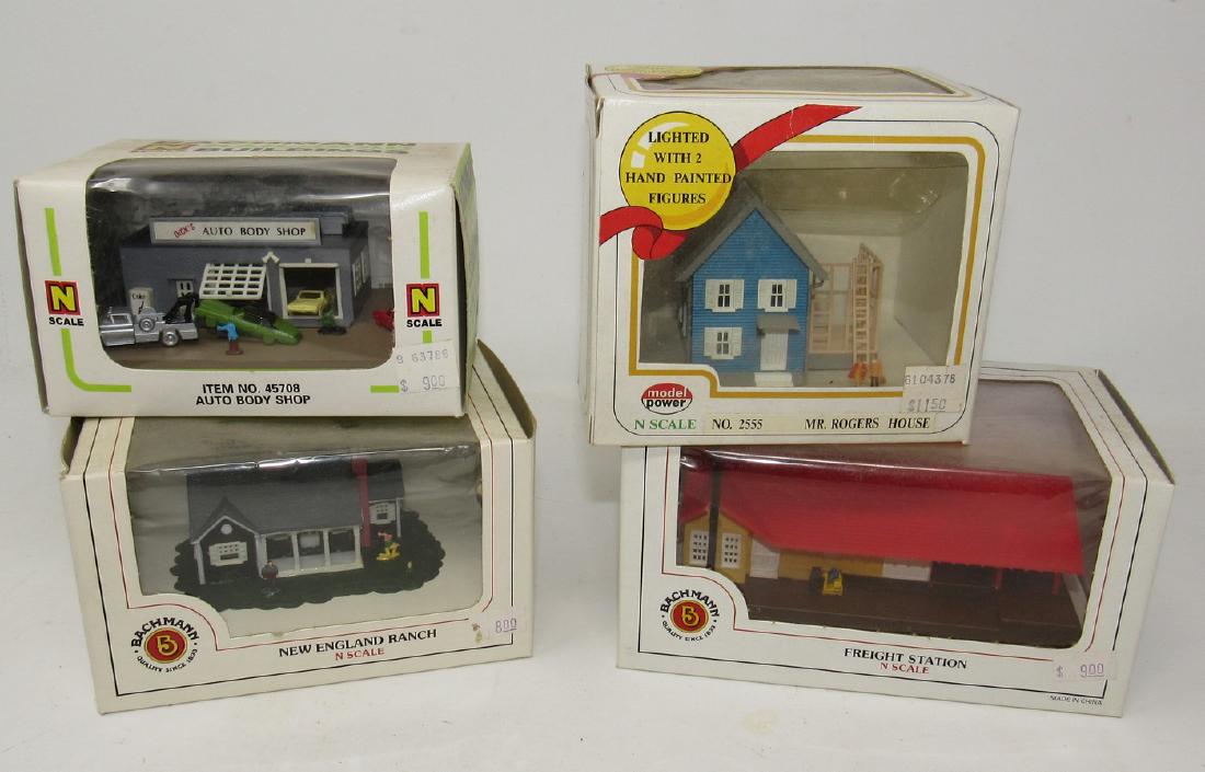 Bachmann N Scale Railroad Buildings Body Shop Mr Rogers: Also included is New England Ranch, and Freight Station