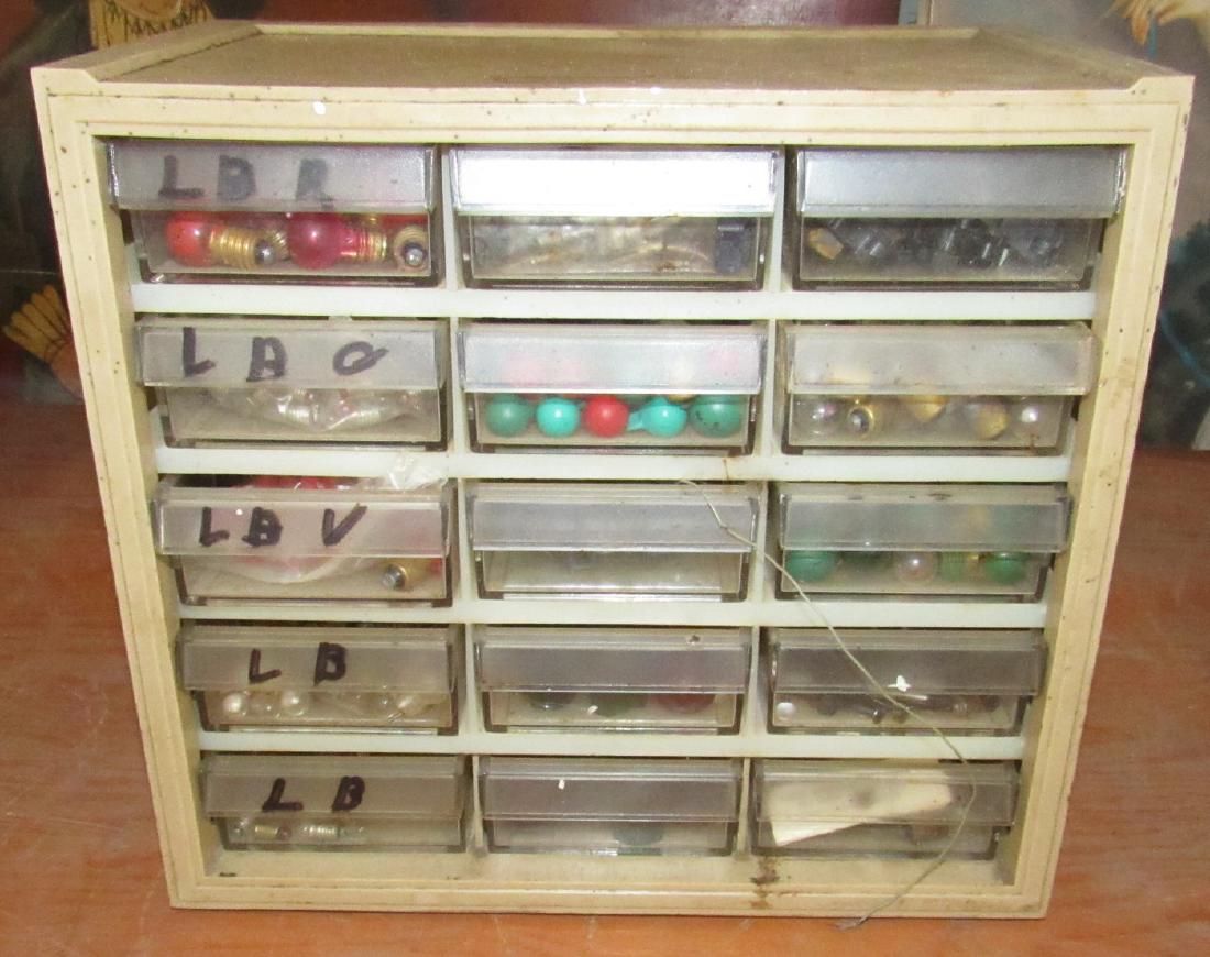 Parts Cabinet with Lightbulbs Lighting Supplies: Getting all pictured. Cabinet is approx 6 1/2" x 10" x 9" tall