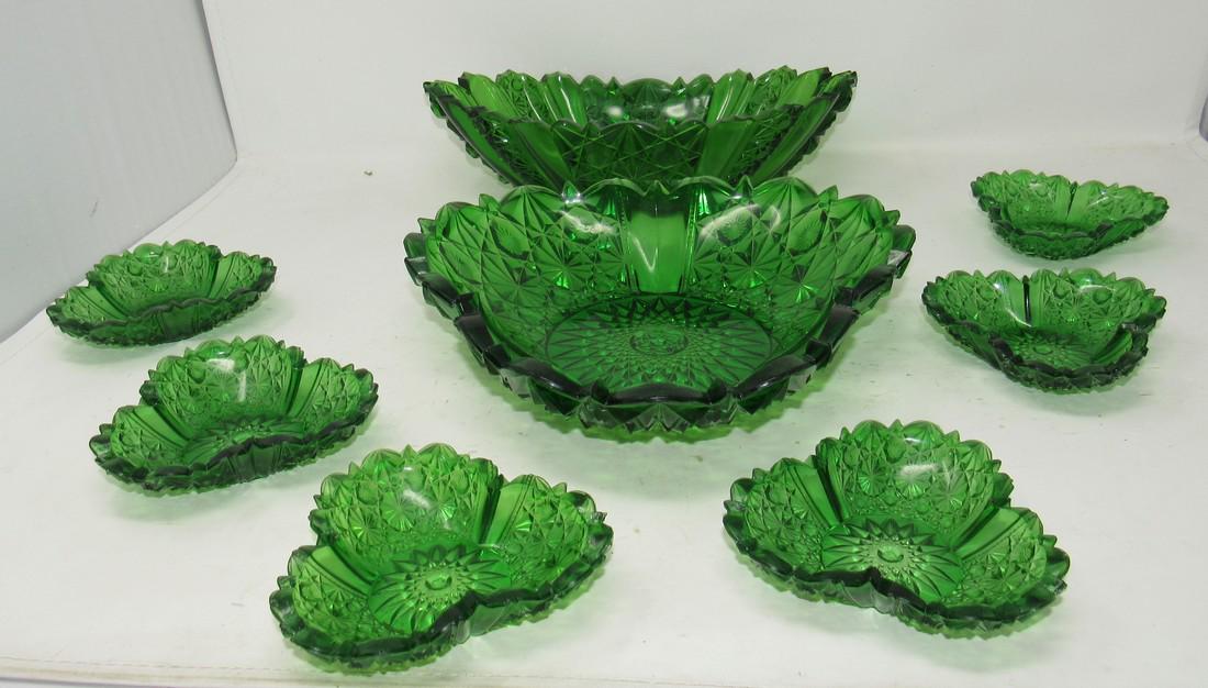 Green Pressed Glass Bowls (1 of 3)