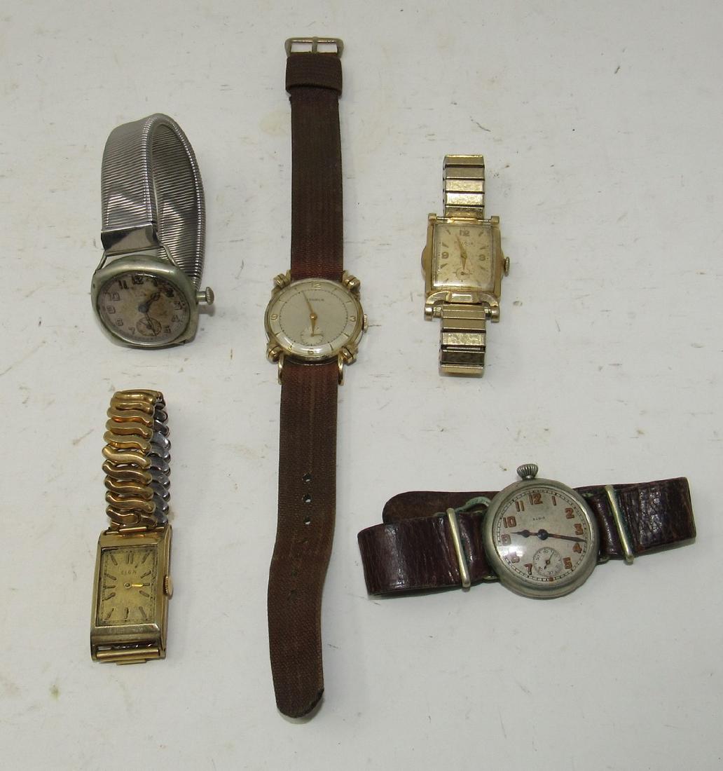 Elgin Bulova Benrus Mens Watches: Sold in untested condition. The one elgin is missing lens