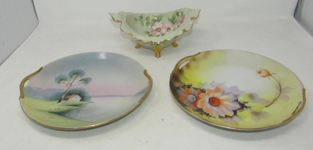 Noritake Hand Painted Plate Vienna Austria Footed Bowl: Plates are approx 9 1/2" in diameter. No damage