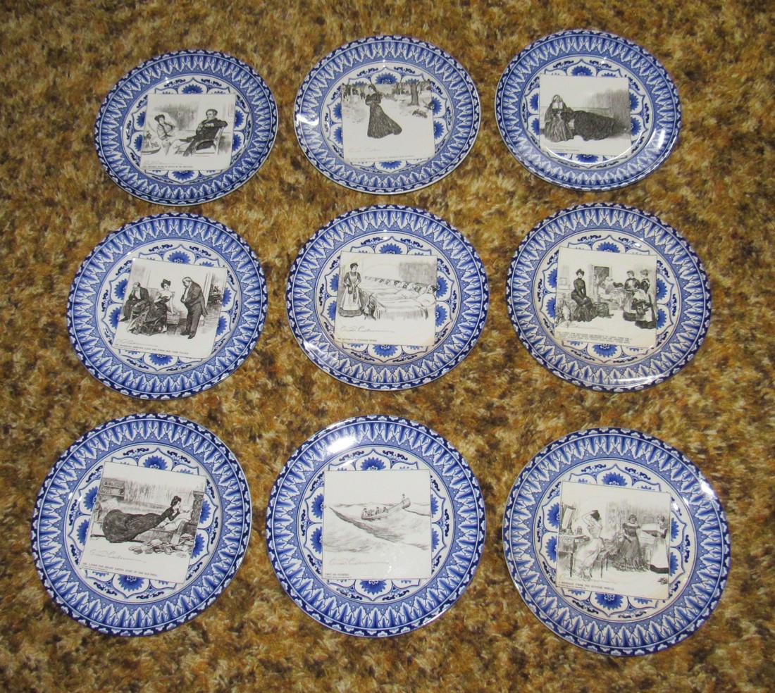 9 Royal Doulton CD Gibson Plates: 3 have a lot of crazing and staining ( as pictured )