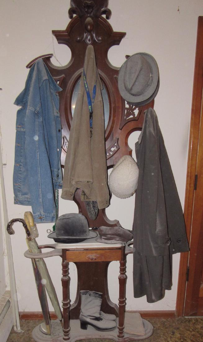Clothing Hats Boots: Getting all clothing on hall rack. Hall Rack is not included. All dusty and need to be cleaned