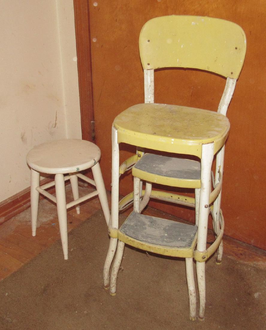 Metal Cosco and Wooden Stool (1 of 5)