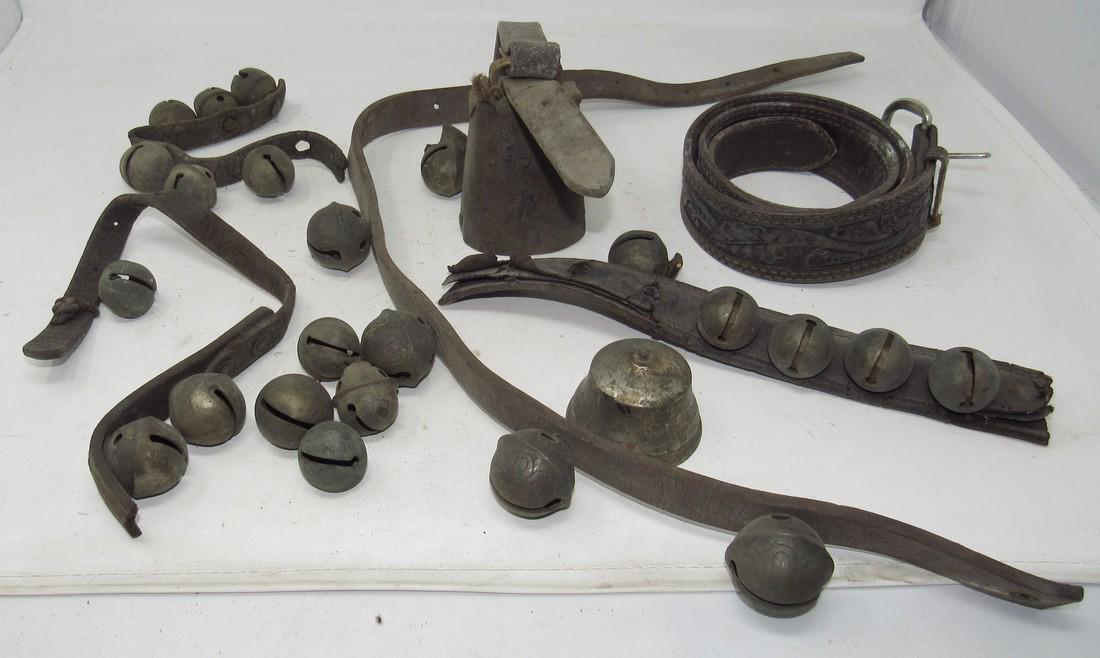 Cow Bell Sleigh Bells Leather Belt (1 of 4)