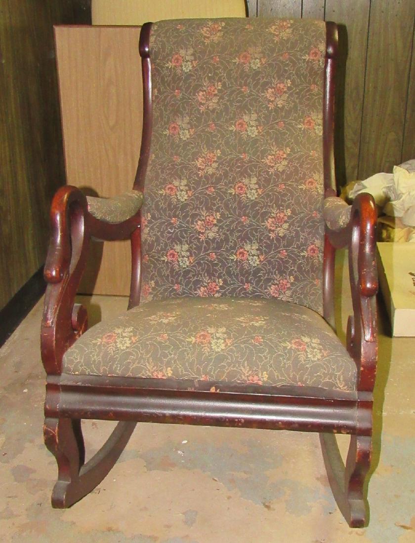 Carved Crane Rocker: Has some Missing veneer