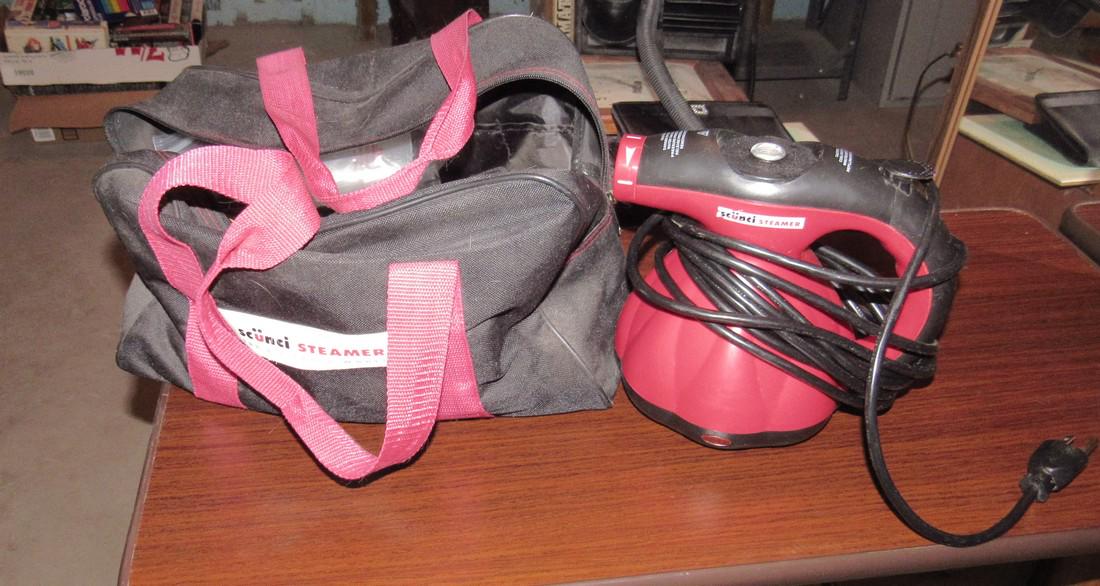 Scunci Household Steamer: Plugged it in and it powers on. Sold in untested condition