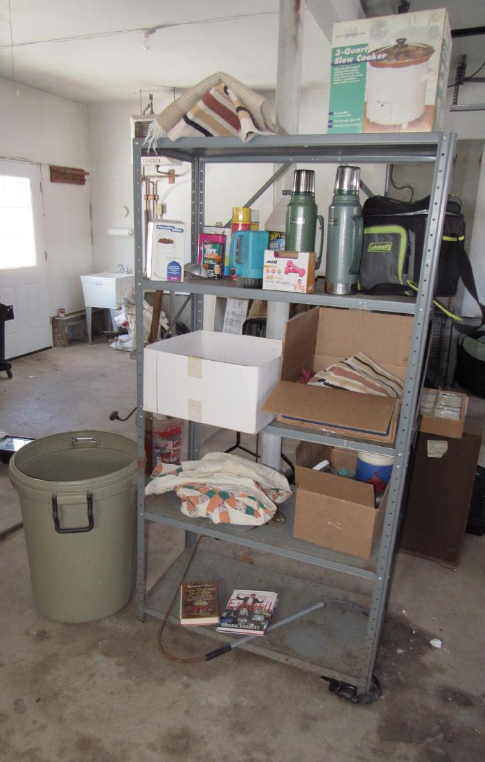 Shelf with Contents Cooler Thermos's: Also includes garbage can. Take what you want and leave the rest