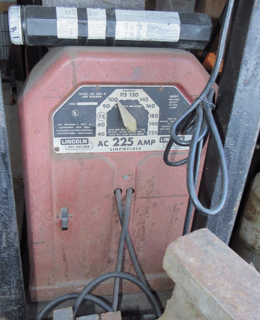 Lincoln 225 Amp Arc Welder: Sold in untested condition. Also includes shields and tank. Sold in untested condition