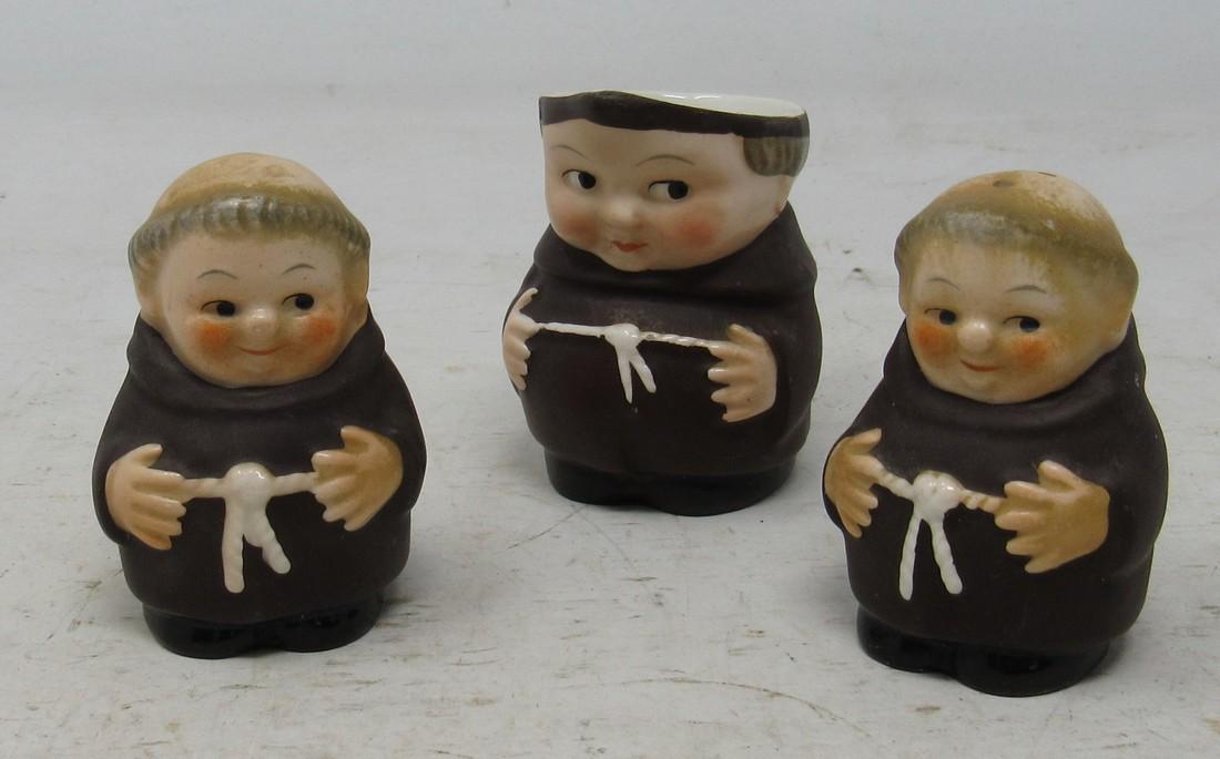 Goebel Monks Creamer Salt and Pepper Shakers: Creamer is approx 2 1/2" tall. No damage