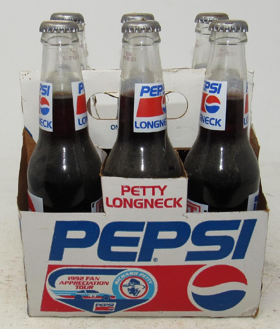 1992 Richard Petty Racing Longneck Pepsi Bottles: Six pack