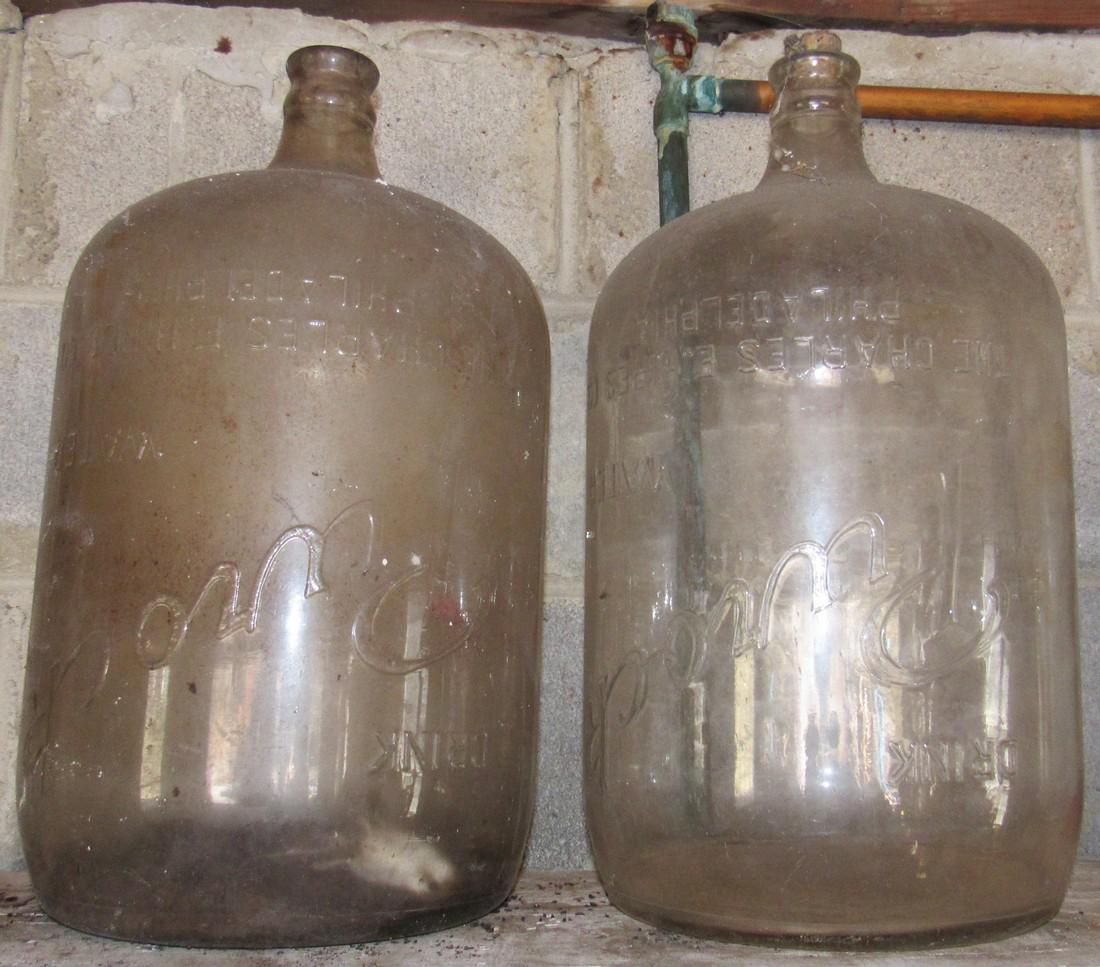 Charles Hines Purock Glass Water Bottles Embossed: No chips or cracks