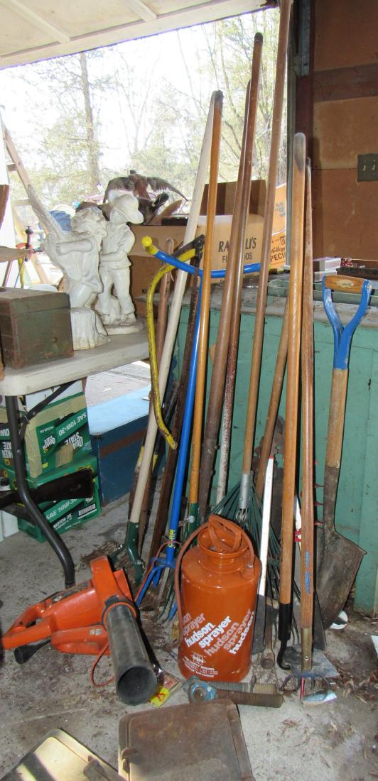 Garden Tools: Lot includes all garden tools and items on floor. Nothing in background !