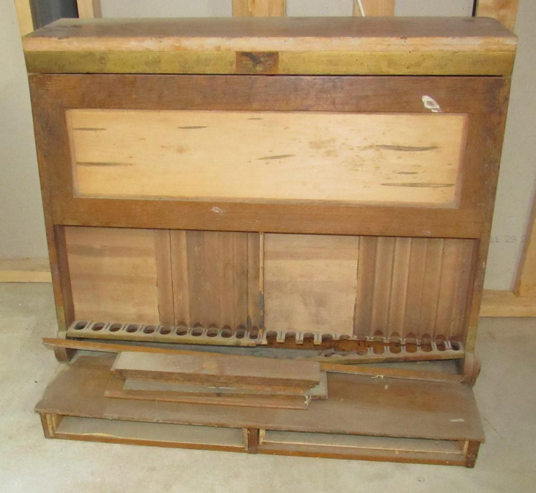 Unusual Spool Cabinet for Restoration: Approx 18 1/2" x 36" x 31" tall. Needs to be restored / repaired. Sold as is.