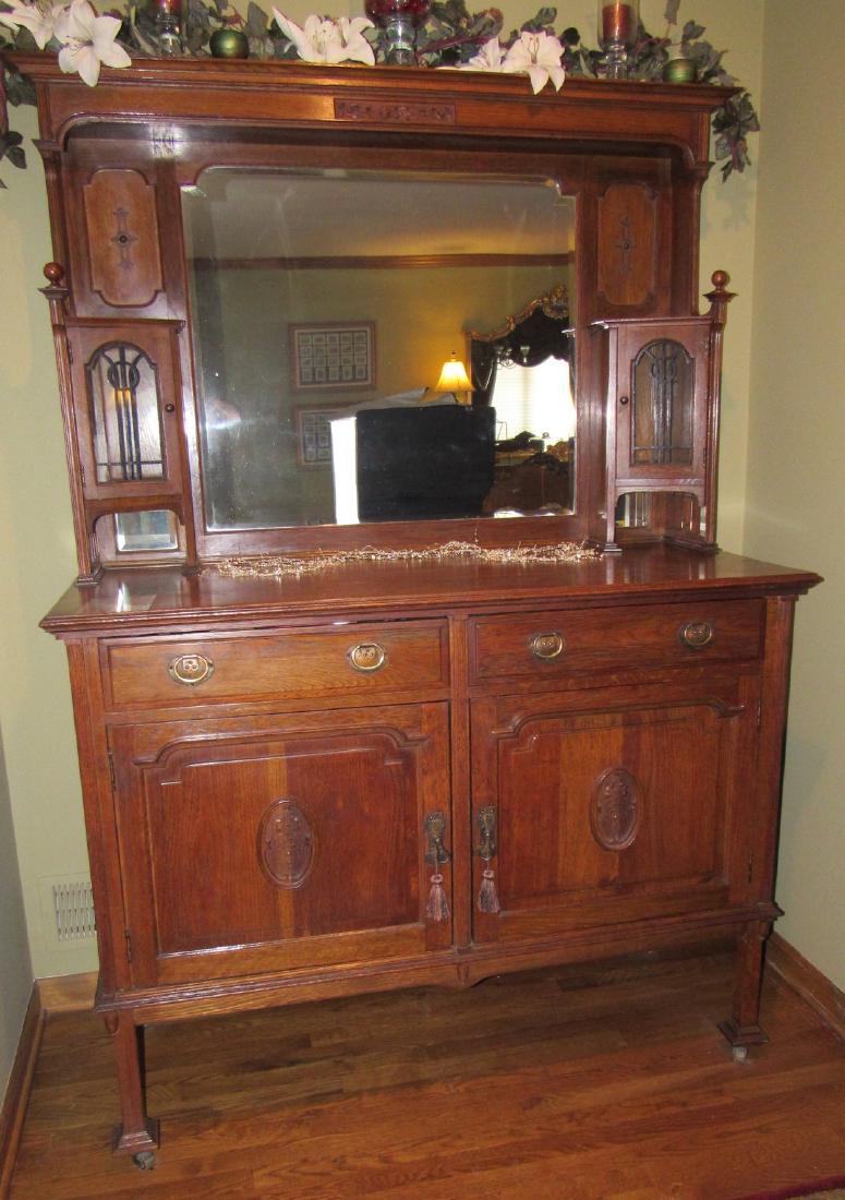 Oak Sideboard: Approx 23 1/2" x 54" x 78" tall. Does not include any items in or on it.