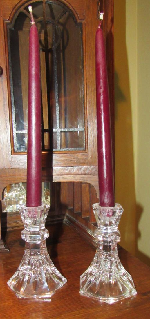 Stuart Crystal Candle Holders: Approx 4 7/8" tall. No damage