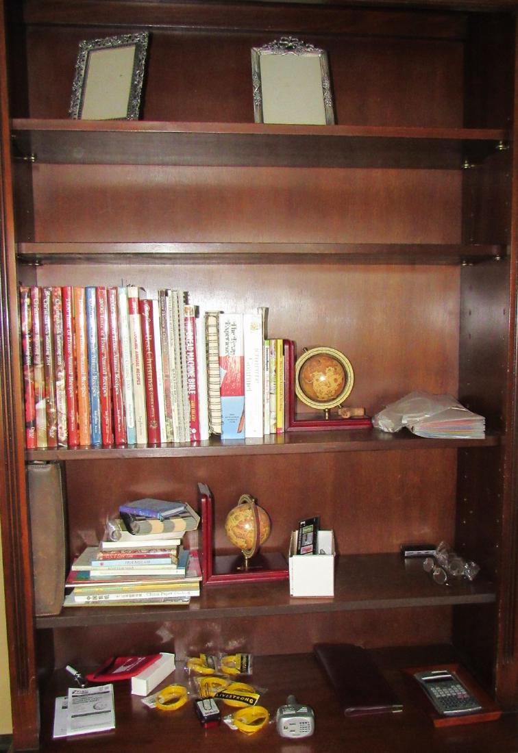 Cookbooks Picture Frames & Misc: Lot includes everything on bookcase. Bookcase Sold Seperately