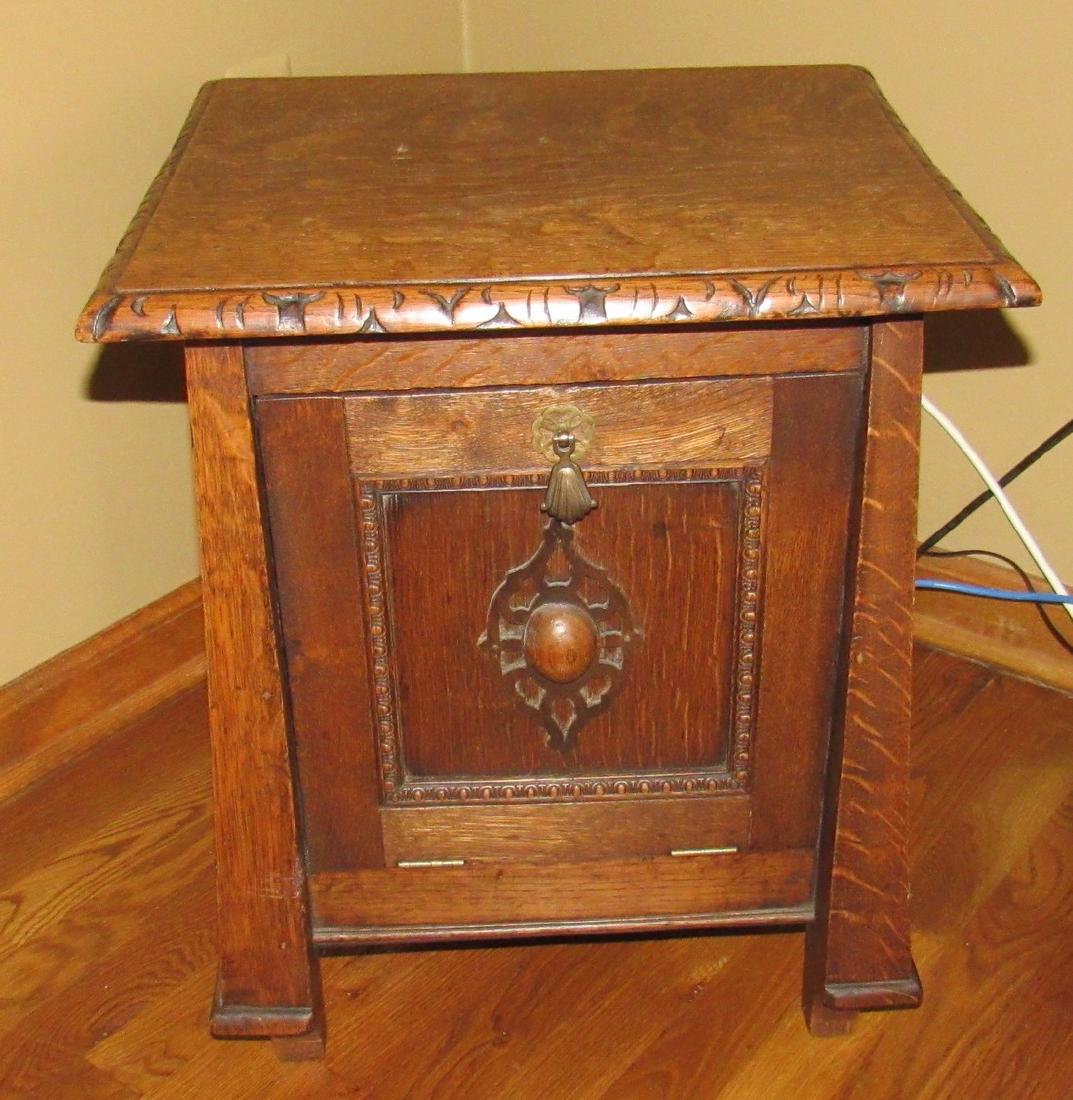 Oak Stand: Approx 16" x 17 1/2" x 21" tall. Nice condition