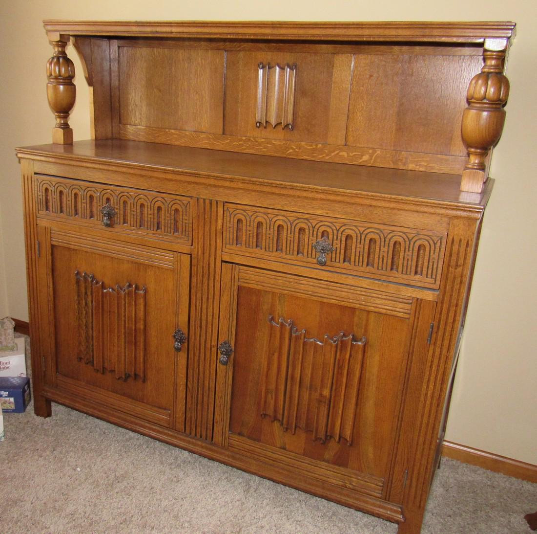 Oak Sideboard: Approx 18" x 54" x 53" tall. Nice condition