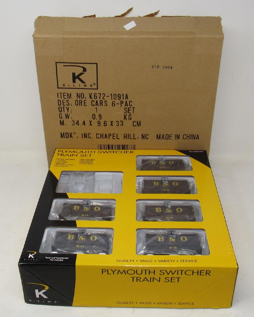 K Line Plymouth Switcher Train Set incomplete: 1:48 Scale B&O Ore Car Set 6 pac