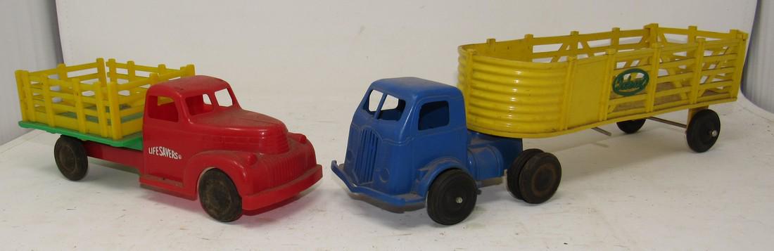 Ideal Plastic Tractor Trailer and Life Savers Truck: Tractor trailer is approx 13 1/2" long