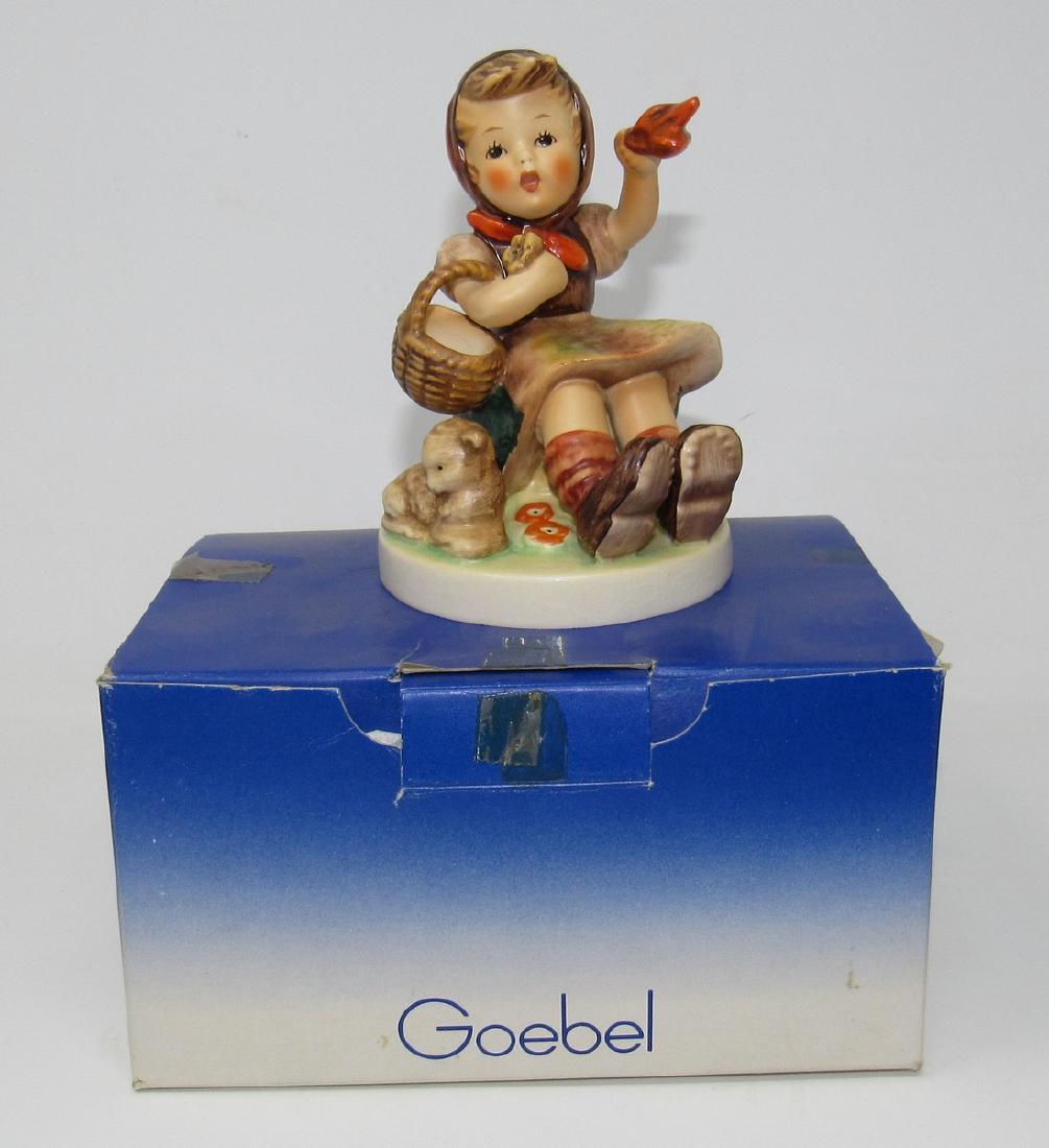 Goebel Hummel Girl with Lamb and Basket Farewell Girl: Approx 5" tall. Not the correct box.