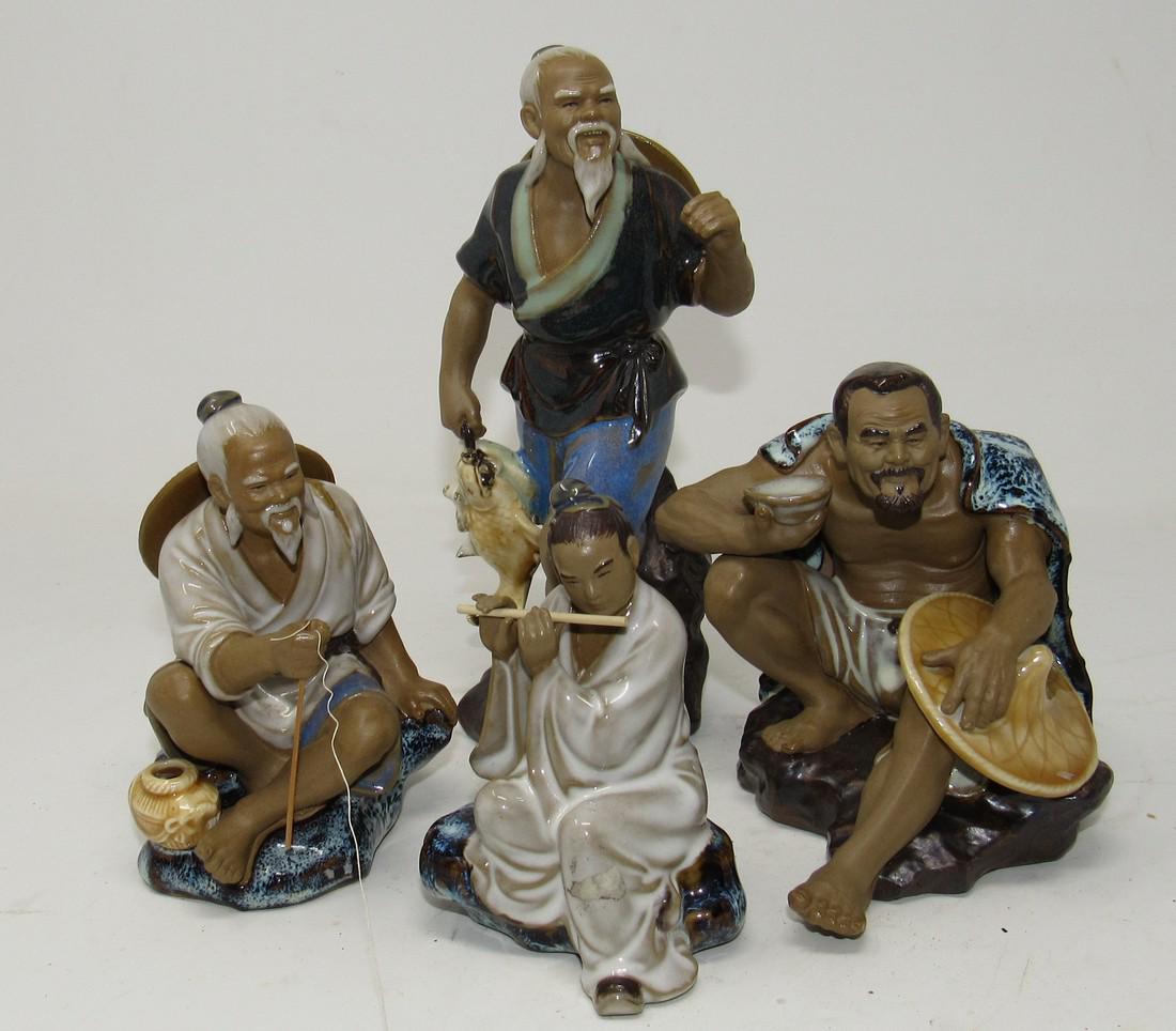 4 Asian Fiugres Made in China: Tallest is approx 9" tall
