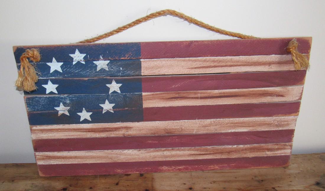 Long Beach Island Dune Fencing Lathe American Flag: Approx 12 1/2" x 24 1/2"