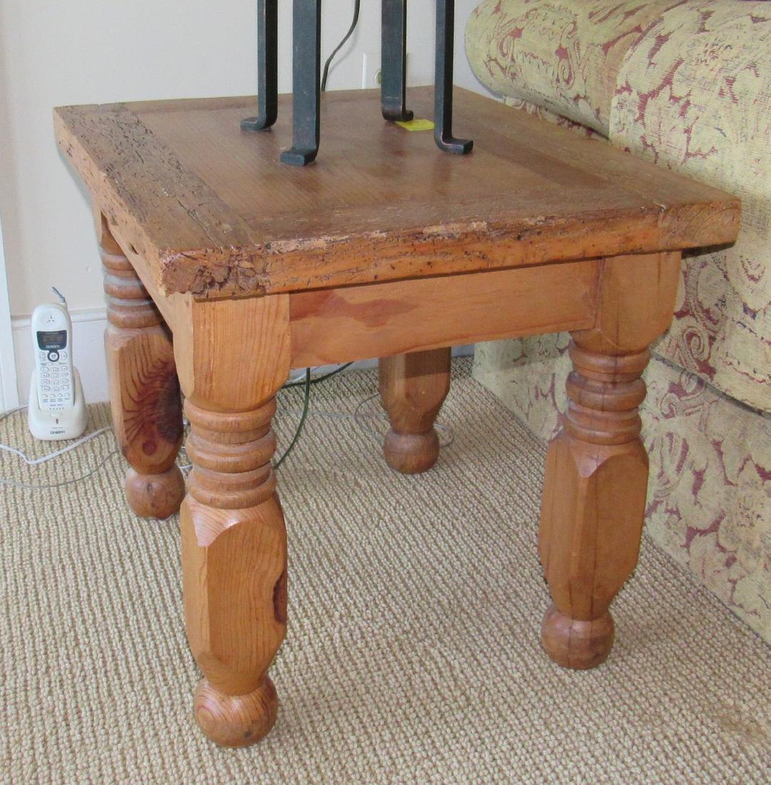 Scrubbed Pine End Table: Approx 19 1/2" x 23 1/2" x 19 1/2" tall