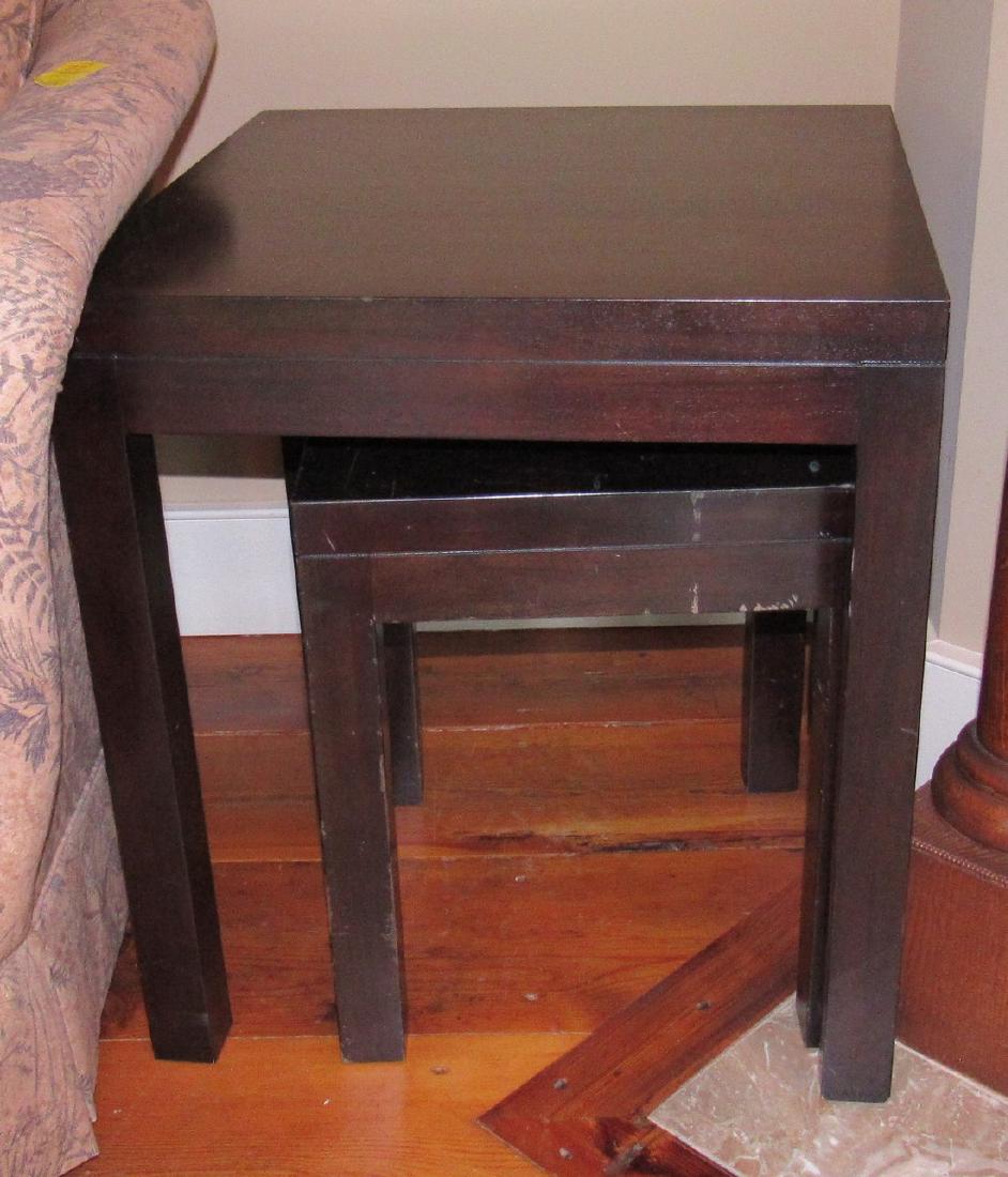 2 Nesting Tables: Larger one is approx 22" square and 24 1/4" tall.