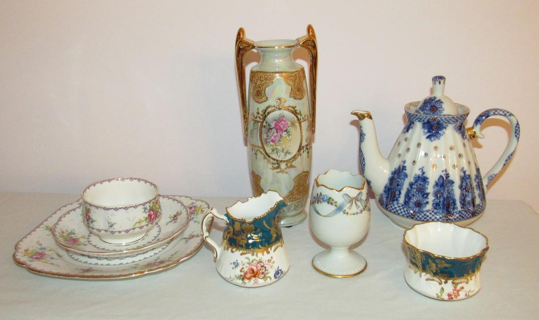 Limoges Vase Egg Cup Bone China: Vase is approx 9" tall