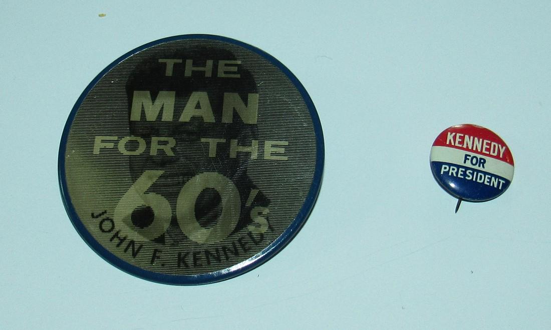 John Kennedy President Button Pinback: Larger JFK one is approx 2 1/2" in diameter