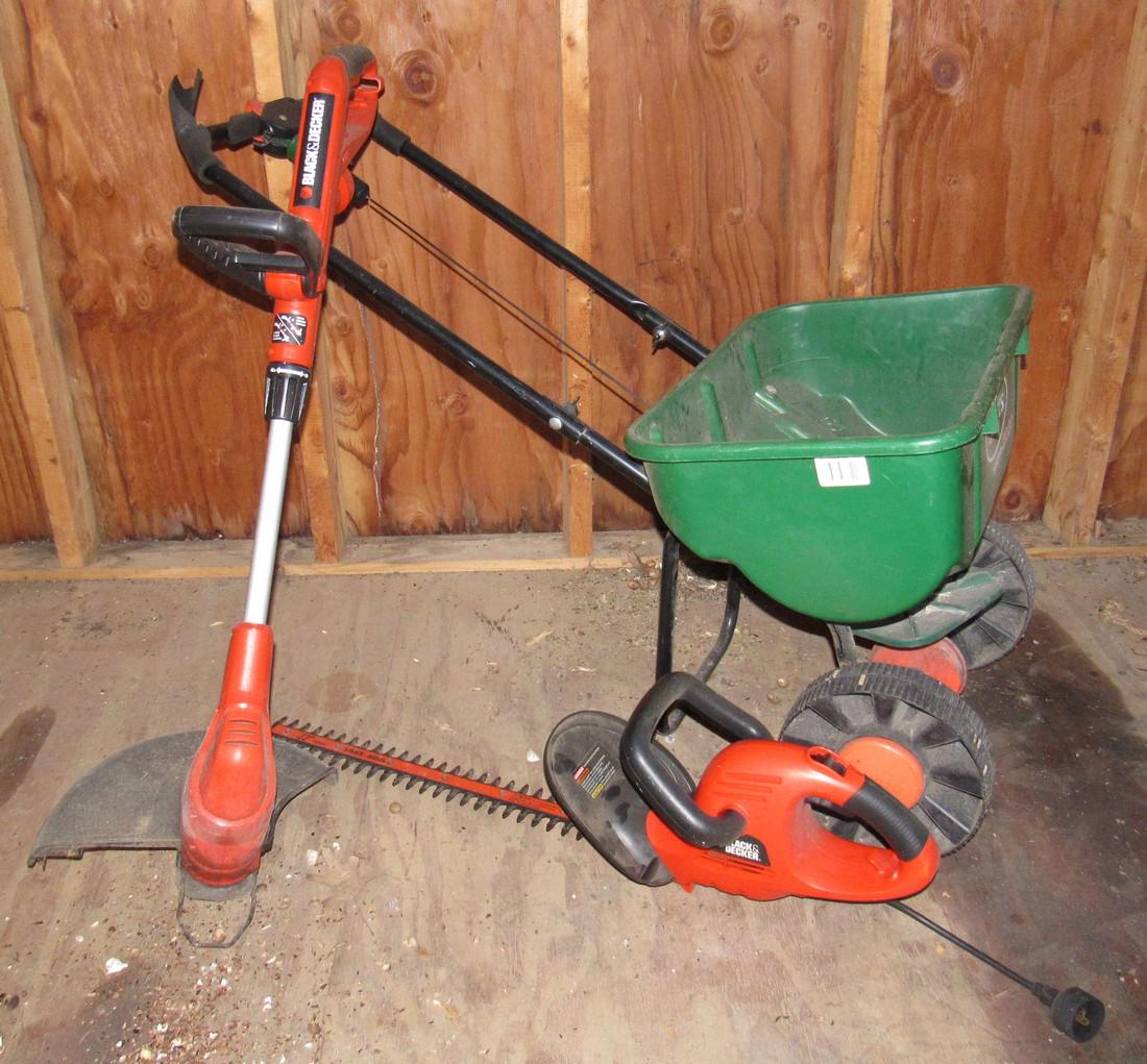 Black and Decker String Hedge Trimmers and Spreader: Getting all 3 pictured