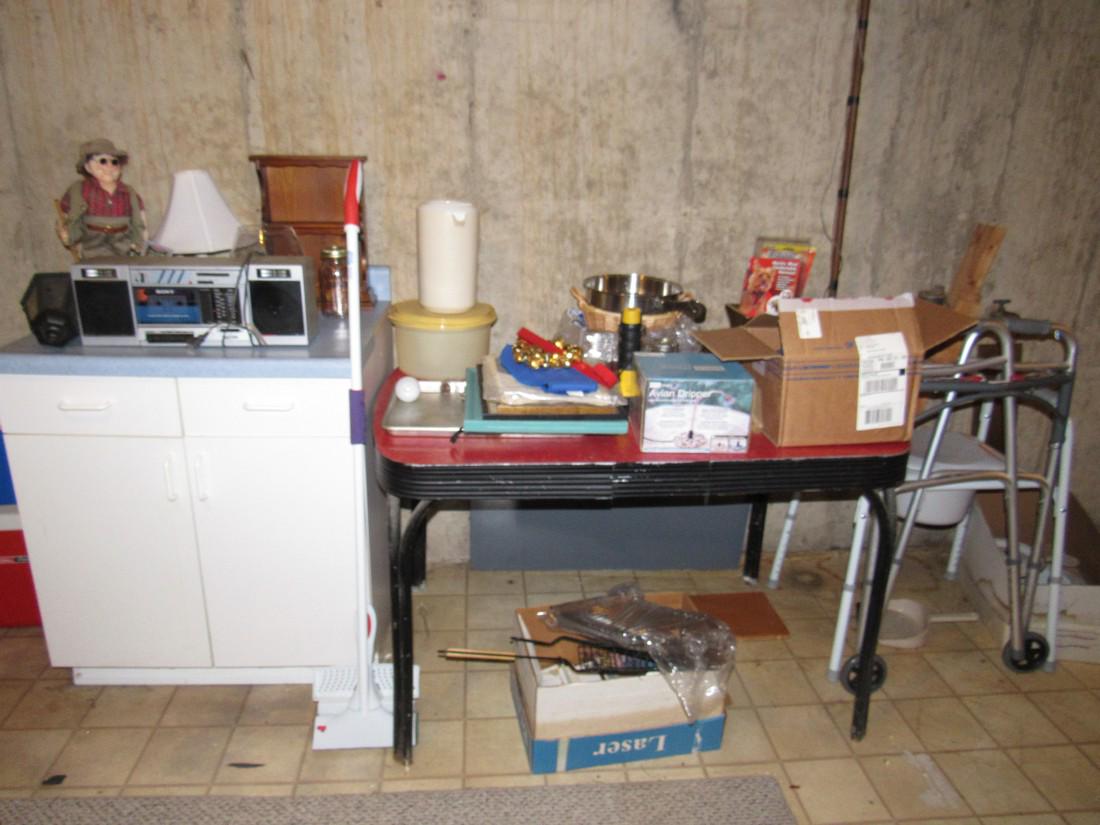 Formica Top Table Cabinet Radio Kitchenware: Includes everything pictured. Take what you want and leave the rest