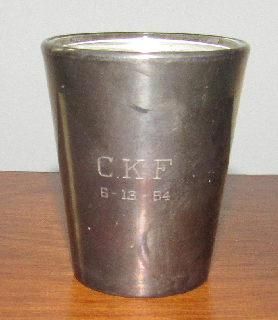 Shot Glass with Sterling Silver Cover Reed and Barton: Approx 2 1/8" tall