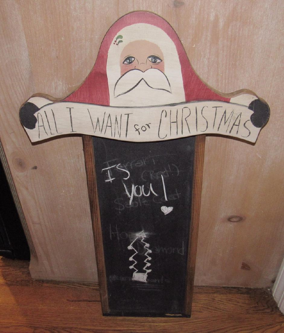 Wooden Primitive Style Santa Claus Christmas Chalkboard: Approx 17" x 29"