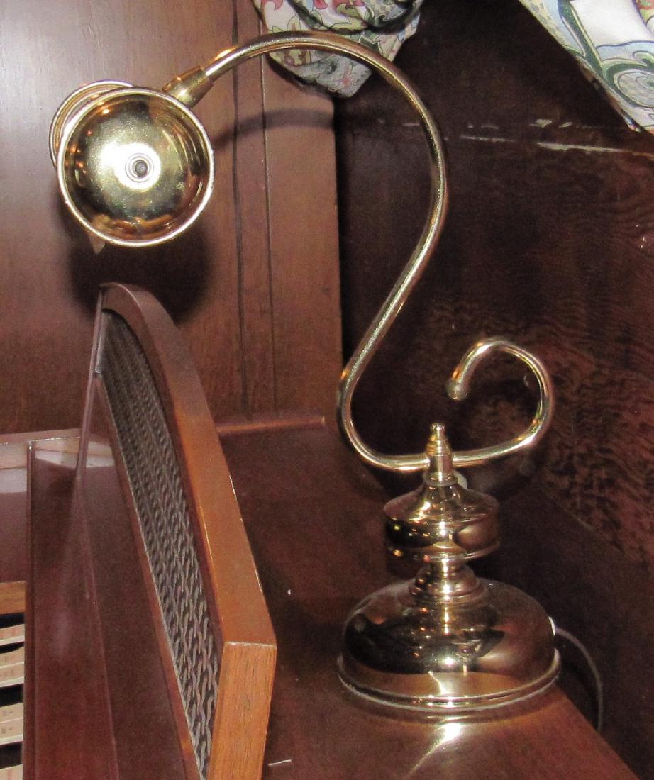 Brass Piano Lamp: Approx 10" wide and 14" tall.