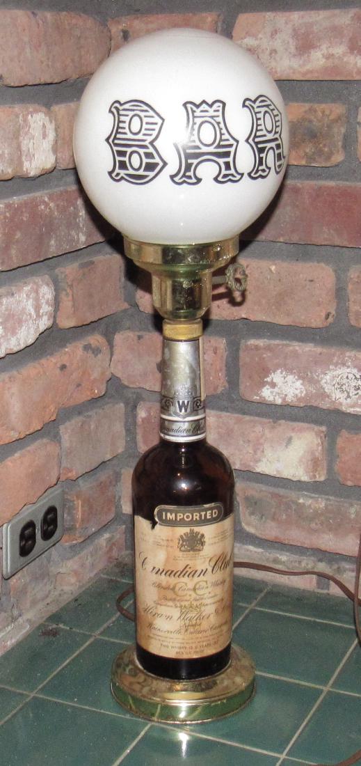 Canadian Club Whisky Bottle Bar light: Approx 20 1/2" tall.
