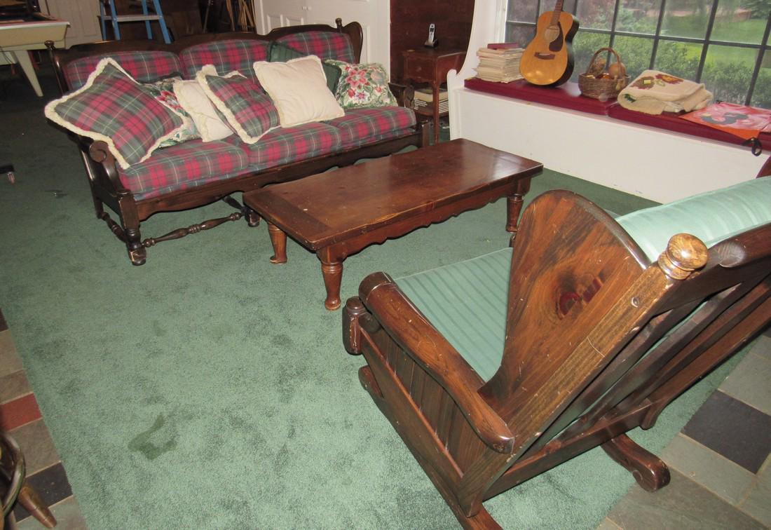 Colonial Style Furniture Sofa Rocker Coffee Table: Getting all 4 pieces and pillows